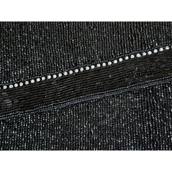 La Regale Vintage Evening Bag Black Rhinestone Beaded Clutch Purse Prom Formal - Picture 3 of 12